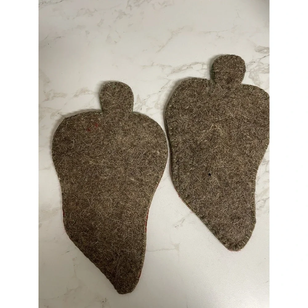 Vintage Pair‎ Handmade Felted Wool Strawberry Trivets Hotpads Red & Green